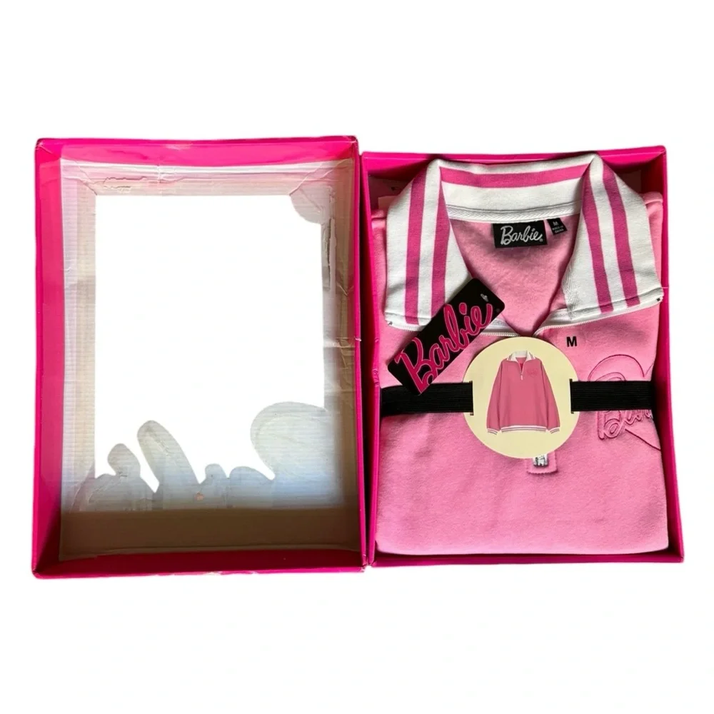 SOLD!! NIB Barbie Pink Quarter Zip Long Sleeve Sweatshirt in Mattel Gift Box - Picture 8 of 16